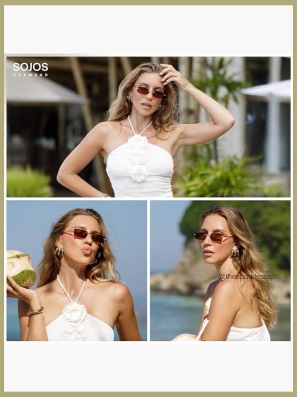 Trendy Small Square Retro Rimless Stainless Steel Sunglasses with UV Protection - Picture 2 of 7